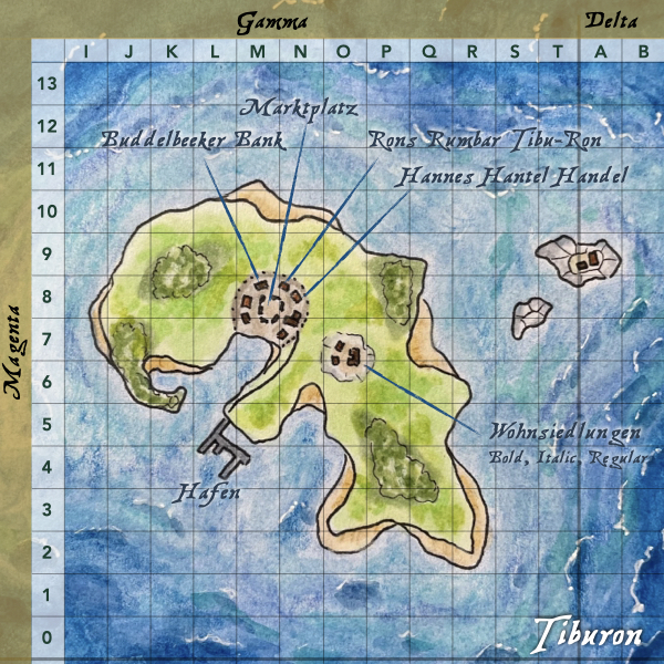 Eine Karte der Handelsstadt Tiburon.